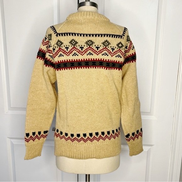 Woolrich Wool Sweater Size M Vintage Fair-isle cream red - Picture 4 of 6